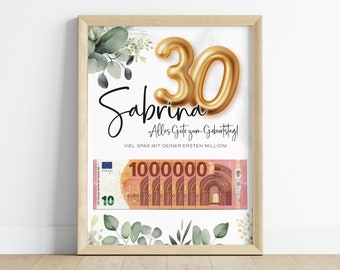 Money gift for a birthday | your first million gift | Birthday gift | Image | Posters | personal gift | give away money