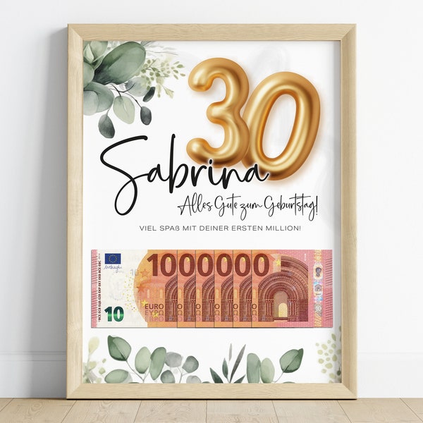 Money gift for a birthday | your first million gift | Birthday gift | Image | Posters | personal gift | give away money