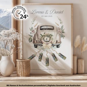 Money gift with a car for the wedding | Bride and groom gift | Wedding car gift | digital | PDF | personalized gift | Money gift