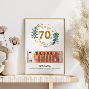Personalisiertes Geldgeschenk zum 70. Geburtstag mit Namen