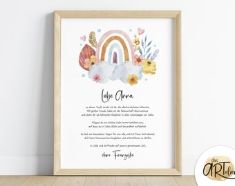 personalized baptism gift | baptism gift for boy or girl | baptism gift for godchild | rainbow saying | digital download PDF