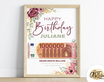 Geldgeschenk zum Geburtstag | von Herzen Geschenk | Geburtstagsgeschenk | Bild | Poster | persönliches Geschenk | Geld verschenken