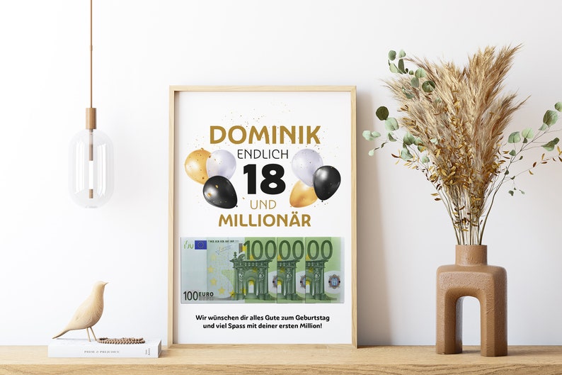 Geldgeschenk 18. Geburtstag deine erste Million Geschenk zum 18 Geburtstag Geburtstagsgeschenk Tochter Sohn digitaler Download PDF Bild 8