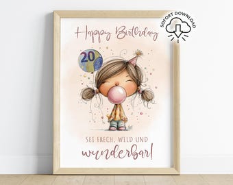 Money gift for a girl's birthday | Happy Birthday poster | Birthday gift for a daughter | Birthday card money