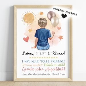 Personalized back-to-school gift | Finally a schoolchild poster | School enrollment gift for boys and girls | You&#39;re in 1st grade PDF