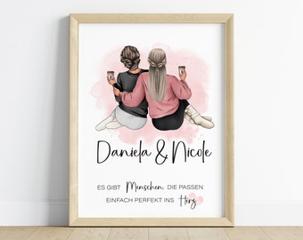 Personalized gift for your best friend | Art print heartfelt | Birthday gift | Christmas present | Image digital PDF