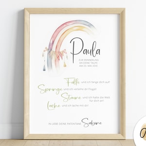 regalo de bautizo personalizado | Regalo para bautizo niña niño | Regalo de bautizo para ahijado | refrán arcoiris descarga digital PDF
