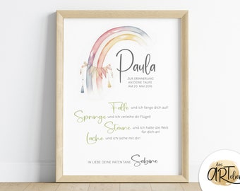 personalized gift for baptism | Christening gift girl boy | Baptism gift godchild | rainbow saying | digital download PDF