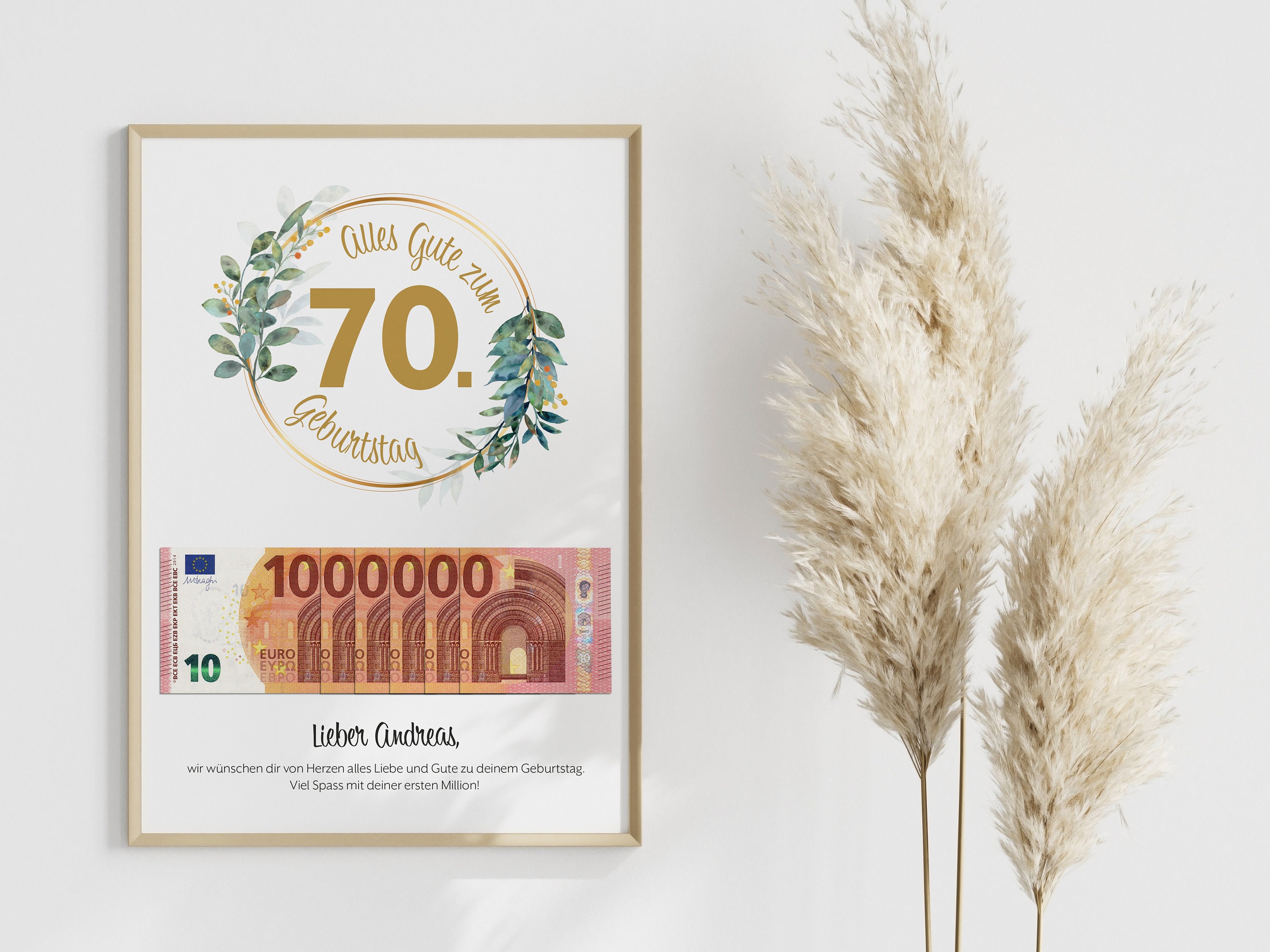 Personalisiertes Geldgeschenk zum 70. Geburtstag mit Namen Etsy.de