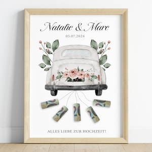 Hochzeitsgeschenk Geld personalisiert | Geldgeschenk Auto zur Hochzeit | Digitaler PDF Download Last Minute | Geschenk für das Brautpaar