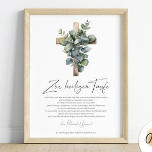 Regalo de bautizo personalizado | Regalo de bautizo para niña o niño | Regalo de bautizo para ahijado/a | Cruz de eucalipto con frase | Descarga digital