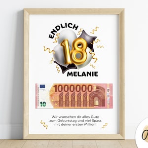Regalo en efectivo por tu cumpleaños número 18, tu primer millón | Idea de regalo para cumpleaños número 18 | Regalo de cumpleaños hija hijo | Descarga digital PDF