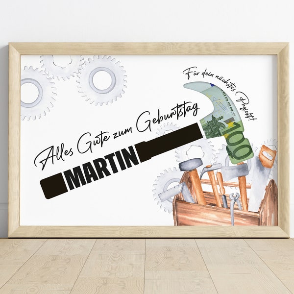 Money gift for a man's birthday | craftsmen, hobbyists | Birthday gift | Image | Posters | personal gift | give away money
