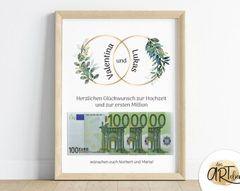 personalized money gift for the wedding first million | Newlyweds Gift | wedding gift | digital download | gift wedding