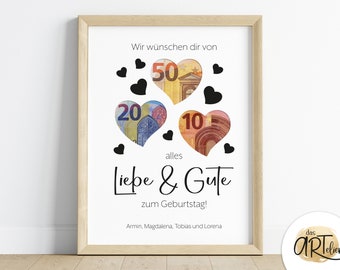 Geldcadeau voor een verjaardag | vanuit het hart cadeau | Verjaardagscadeau | Afbeelding | Affiches | persoonlijk cadeau | geld weggeven