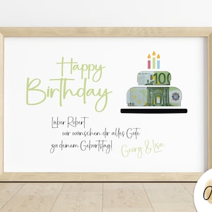 personalized money gift for birthday | personalized with name | birthday gift | picture | poster | personal gift cake