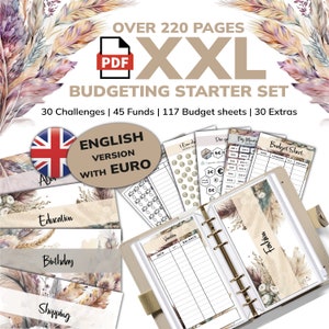 Budget Planner XXL Starter Set for cash stuffing method | Budget sheets | Tracker | Saving Challenges | Financial planner | digital download