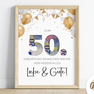 Money gift for 50th birthday | last minute birthday present | image | Posters | personal gift | Digital Instant Download PDF