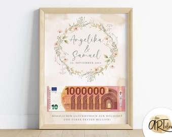 Personalized money gift for a wedding: first million | Bridal couple gift | Wedding gift | Digital download | Wedding gift