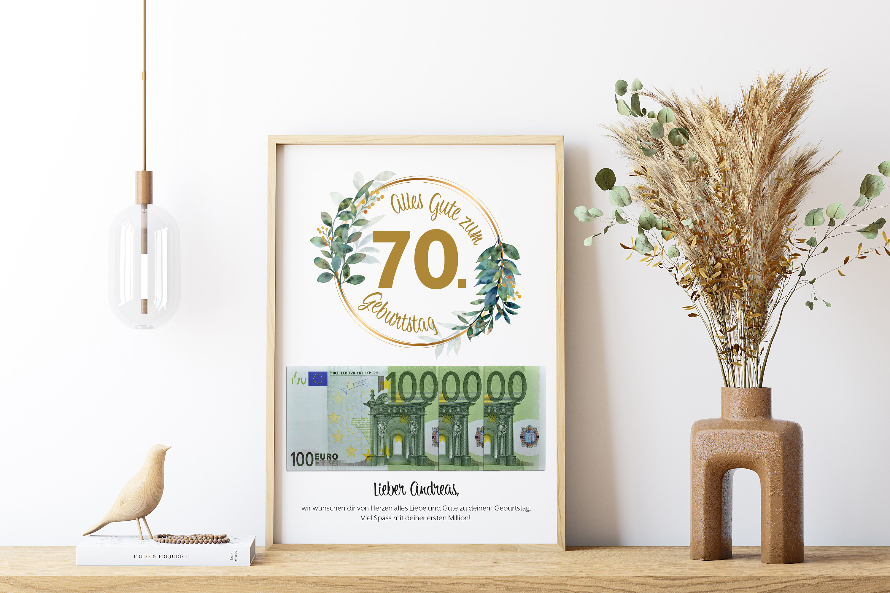 Personalisiertes Geldgeschenk zum 70. Geburtstag mit Namen Etsy.de