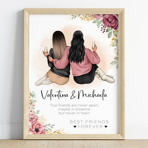 Geschenk für die beste Freundin personalisiert | Freundinnenbild | Geburtstagsgeschenk | Weihnachtsgeschenk | Bild PDF digital download