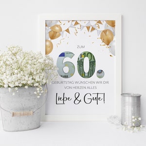 Money gift for 60th birthday last minute birthday present image Posters personal gift Digital Instant Download PDF image 8