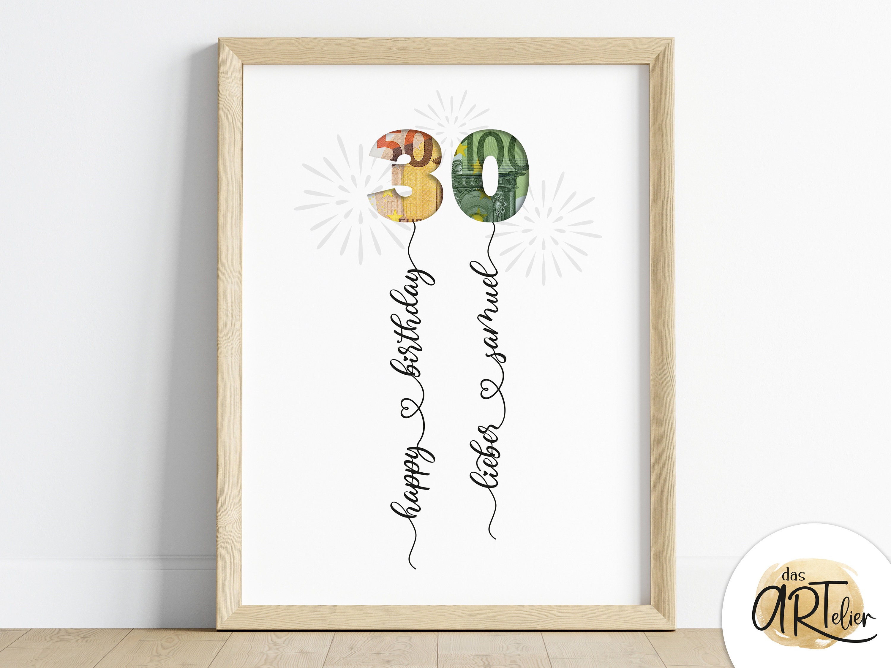 Personalisiertes Geldgeschenk zum 30. Geburtstag mit Namen Etsy.de