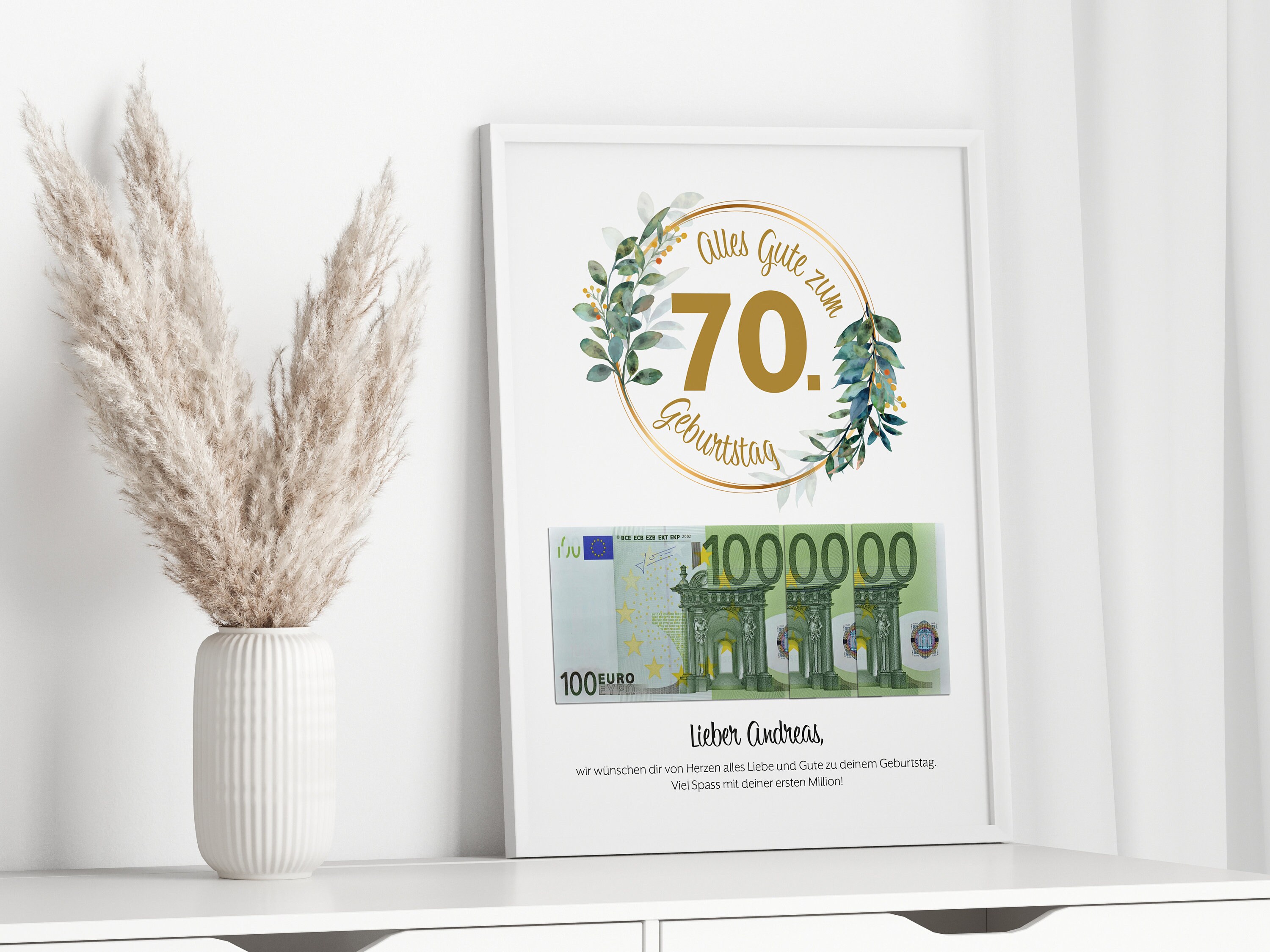 Personalisiertes Geldgeschenk zum 70. Geburtstag mit Namen Etsy.de