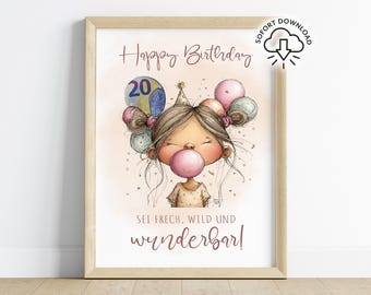 Money gift for a girl's birthday | Happy Birthday poster | Birthday gift for a daughter | Birthday card money
