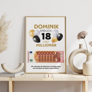 Geldgeschenk 18. Geburtstag deine erste Million Geschenk zum 18 Geburtstag Geburtstagsgeschenk Tochter Sohn digitaler Download PDF Bild 4