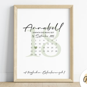 personalisiertes Geschenk 18. Geburtstag | Bilderrahmen Geburtsdatum | Geburtstagsgeschenk Volljährig Tochter, Sohn | digitaler Download PDF
