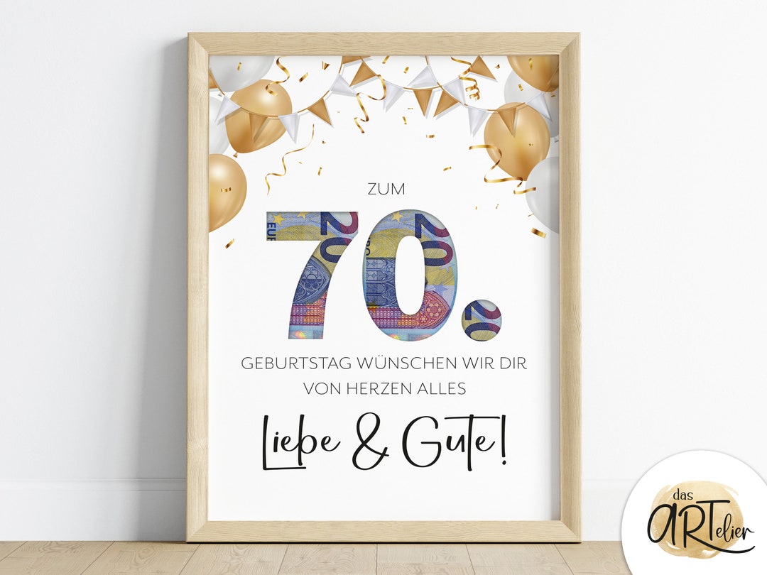 Geldgeschenk zum 70. Geburtstag last minute Geburtstagsgeschenk