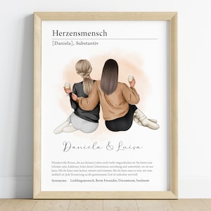 Geschenk für die beste Freundin personalisiert | Poster Definition Herzensmensch | Geburtstagsgeschenk | Weihnachtsgeschenk | Bild digital