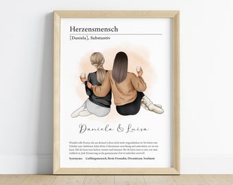 Personalized gift for your best friend | Poster definition heart person | Birthday gift | Christmas present | Image PDF
