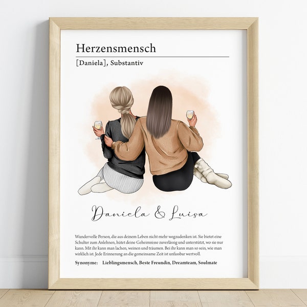 Gepersonaliseerde cadeau voor je beste vriend | Posterdefinitie hart persoon | Verjaardagscadeau | Kerstcadeau | Digitaal beeld