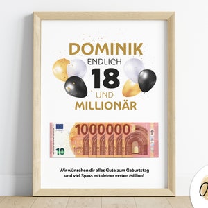 Regalo en efectivo por tu cumpleaños número 18: tu primer millón | regalo de cumpleaños número 18 | Regalo de cumpleaños hija hijo | descarga digital | PDF