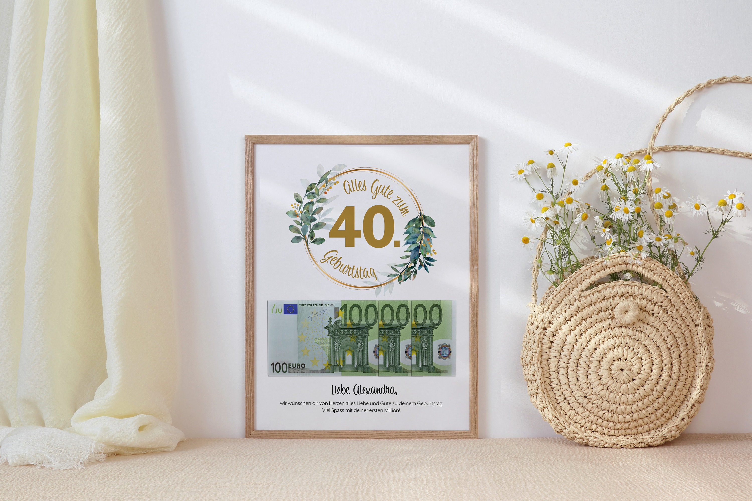 Personalisiertes Geldgeschenk zum 40. Geburtstag mit Namen Etsy.de