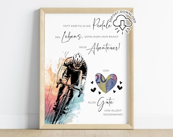 Cash gift for a man's birthday: a bicycle | E-bike cyclist | Racing bike birthday gift | Racing cyclist gift | Gift money PDF