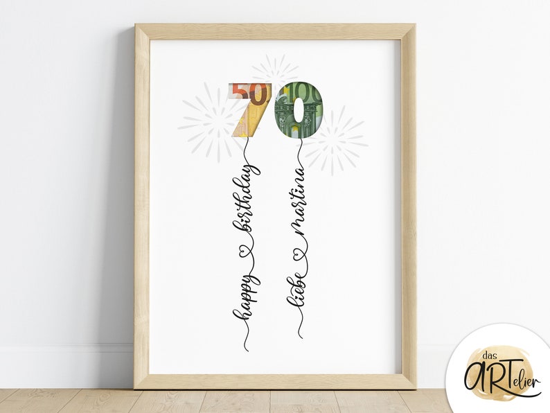 Personalisiertes Geldgeschenk zum 70. Geburtstag mit Namen Etsy.de
