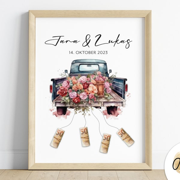 Money gift with a car for the wedding | Bride and groom gift | Wedding car gift | digital | PDF | personalized gift | Money gift