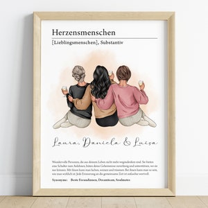 Geschenk für die besten Freundinnen personalisiert | Poster Definition Herzensmensch | Geburtstagsgeschenk | Weihnachtsgeschenk | Bild PDF