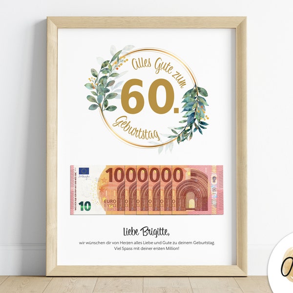 personalized money gift for 60th birthday | personalized with name | birthday gift | digital download | gift birthday
