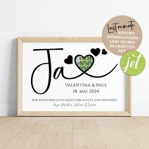 Last Minute Hochzeitsgeschenk | Geldgeschenk | Geschenk zur Hochzeit für das Brautpaar | digitaler Download | PDF | Bild Geld verschenken