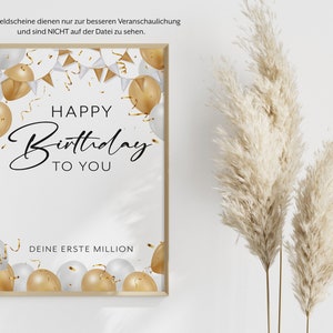 Money gift birthday money First million creative birthday gift DIY digital download PDF Balloons 10 euro note image 2