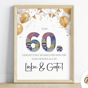 Money gift for 60th birthday last minute birthday present image Posters personal gift Digital Instant Download PDF image 1