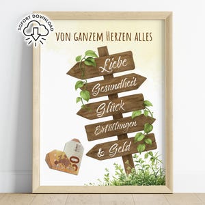 Presente de aniversário em dinheiro | Cartão de aniversário | Presente de última hora em dinheiro | Ideia de presente de casamento | Presente de casamento | Download digital em PDF