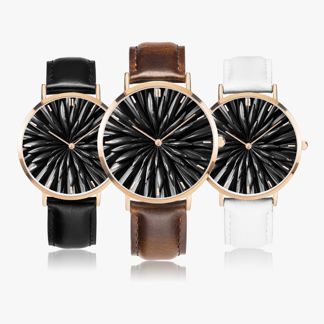Polished Punteggiato Ultra-Thin Leather Strap Quartz Watch (Silver)