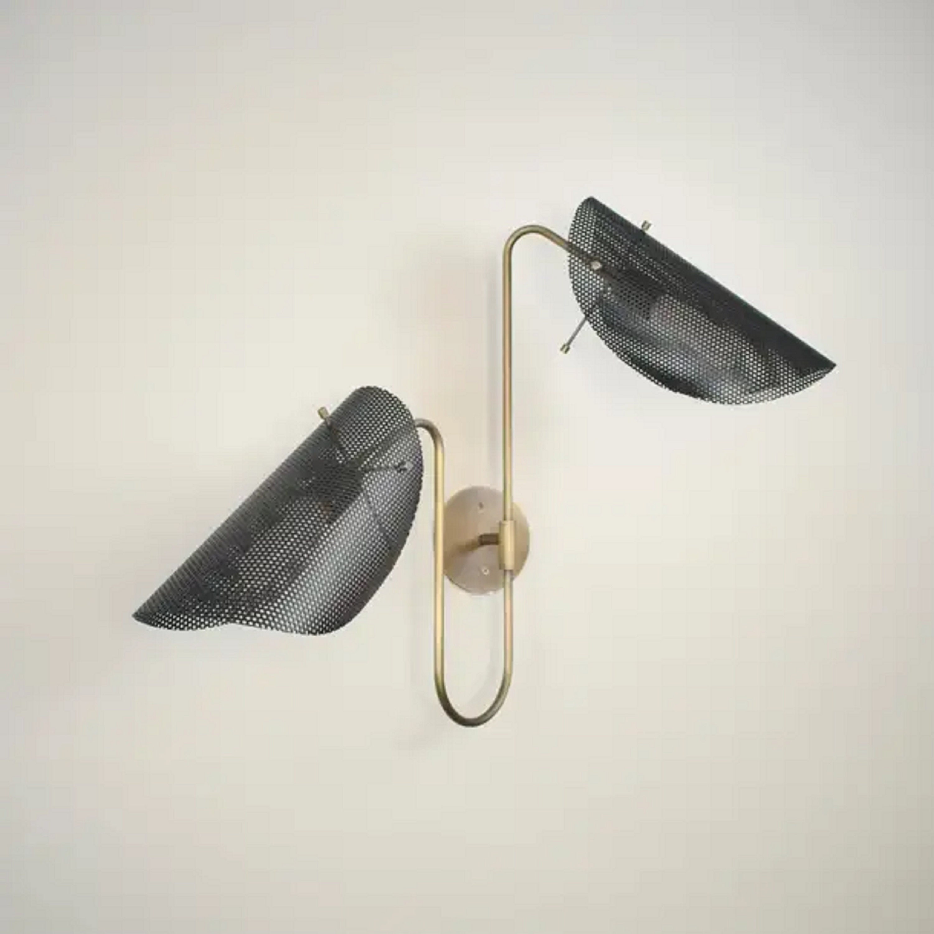 Steel Net Wall Lamp Modern Brass Two Arms Sconce Midcentury Modern ...