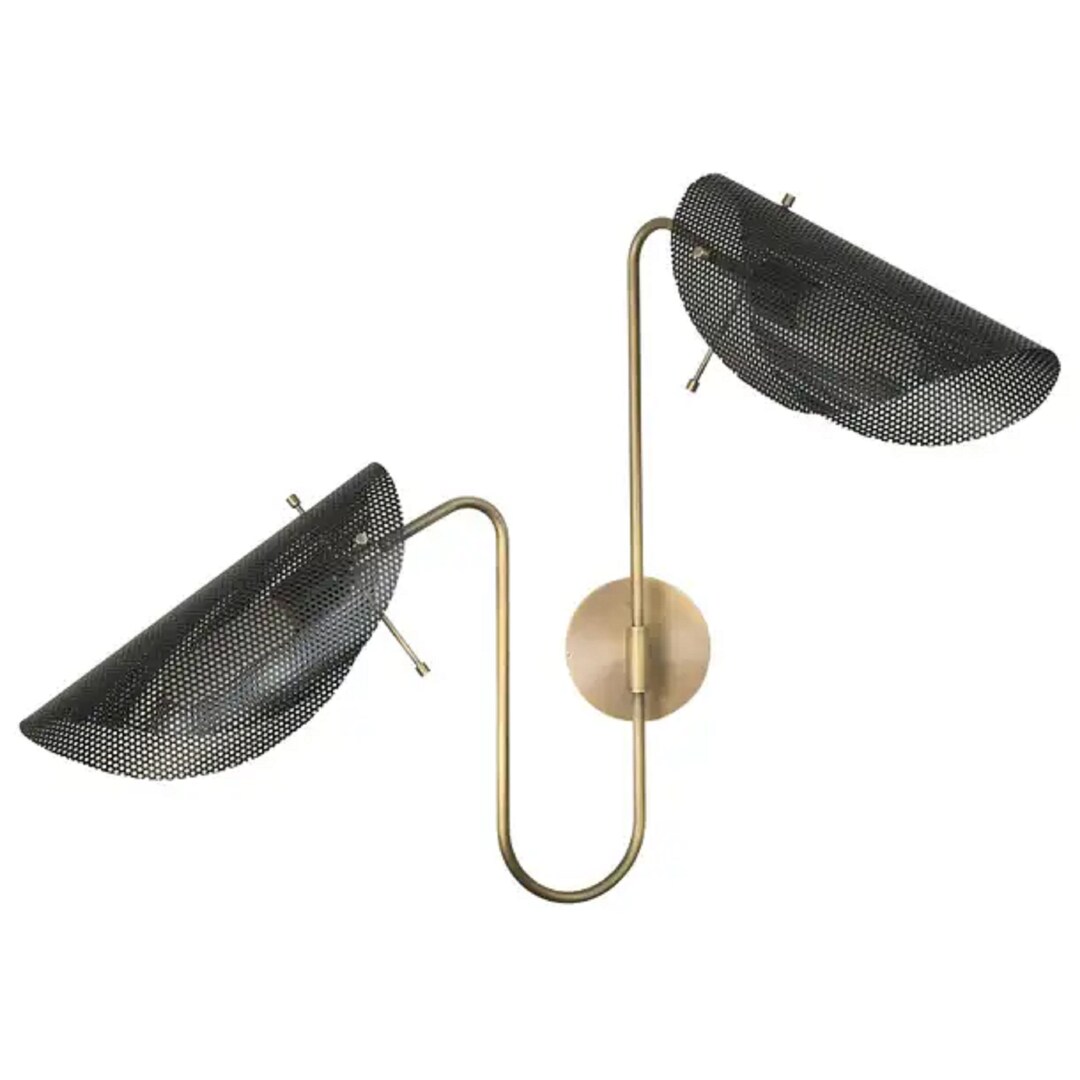 Steel Net Wall Lamp Modern Brass Two Arms Sconce Midcentury Modern ...