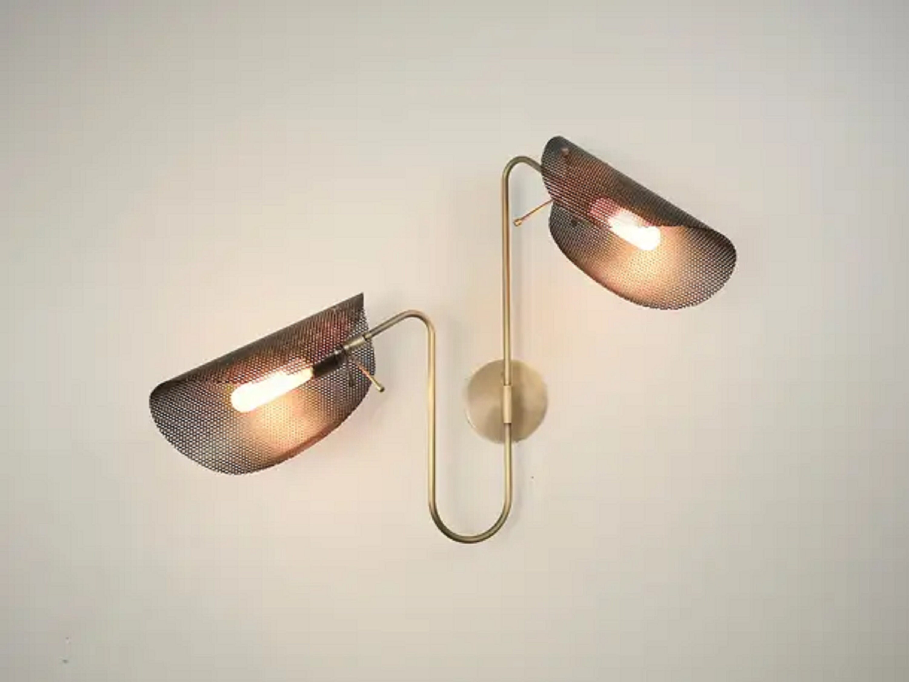 Steel Net Wall Lamp Modern Brass Two Arms Sconce Midcentury Modern ...
